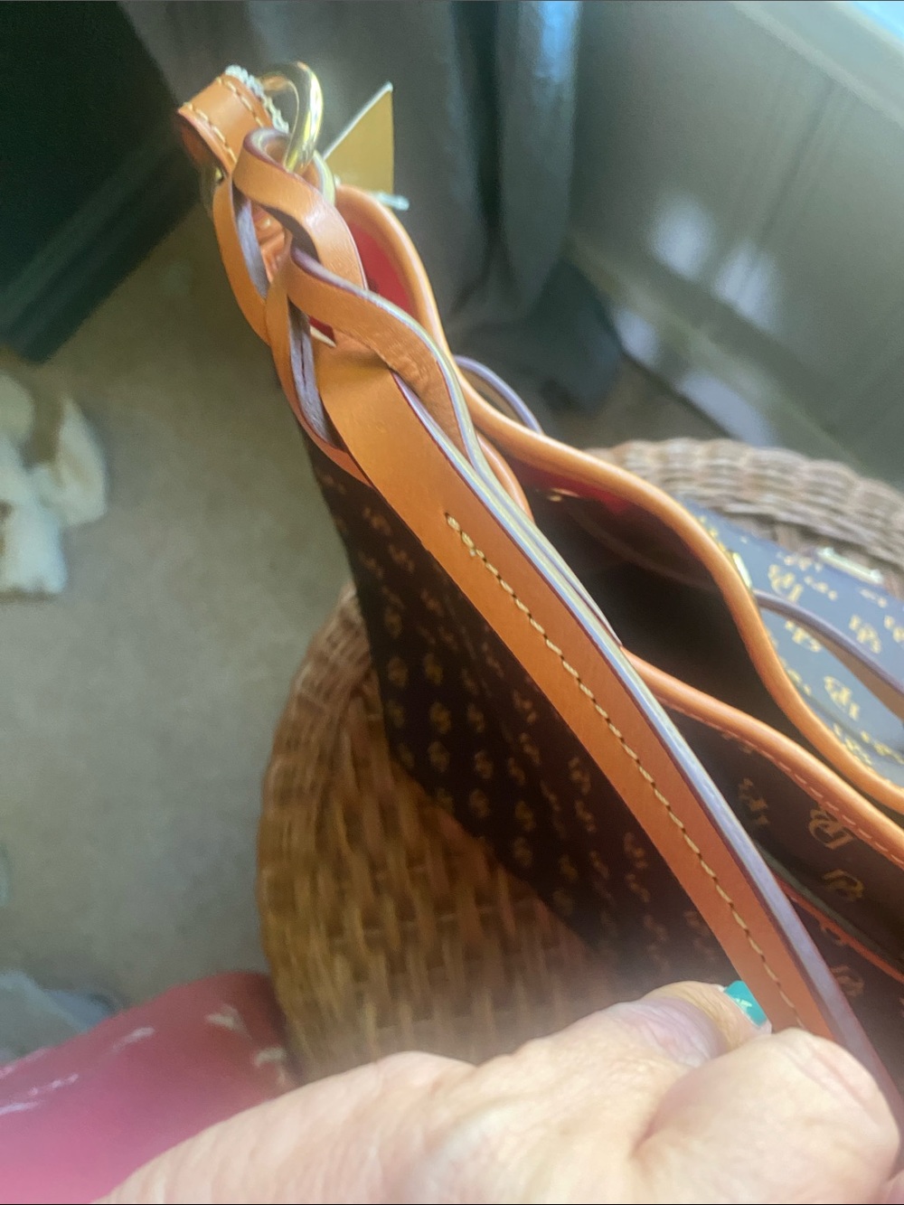 Dooney & Bourke dark brown Tote with Tan Trim and Tassel - Picture 7 of 7